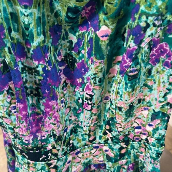 Cynthia Rowley Green and Purple Midi Dress - Picture 3 of 4